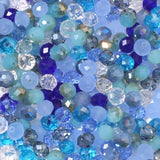 Songxi 200pcs 8mm Blue Glass Beads for Jewelry Making, 5 Style 3 Size Crystal Beads for Bracelets Jewelry Making, Spacer Beads f