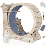 Cat Exercise Wheel, 40 Cat Running Wheels for Indoor Cats with with Locking Mechanism, Cats Treadmill Wheels with Scratching Boa