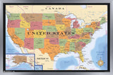 Trends International Map - USA Time Zones Wall Poster, 14.725 x 22.375, Silver Framed Version