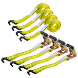 Autofonder 4pcs 1-1/2 x 15 ft Heavy Duty Ratchet Cargo Tie Down Straps 3,000 LBS Break Strength Tie-Down Ratcheting Straps Wire 