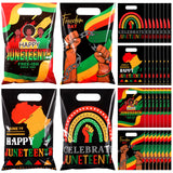 Pasimy 100 Pcs Happy Juneteenth Bags Plastic Juneteenth Party Gift Bags Bulk African American IndepeNdence Day Goody Candy Treat