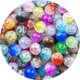 Tingoons 100pcs 12mm Acrylic Crackle Beads Round Crystal Acrylic Craft Beads with Hole for Home Decoration Vase Fillers DIY Craf