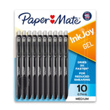 Paper Mate InkJoy Black Gel Pens, Medium Point (0.7 mm), Comfort Grip, 10 Count, Fast Dry Ink, Ideal for Smooth Writing