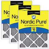 Nordic Pure 12x24x1 (11 1/2 x 23 1/2 x 3/4) Furnace Air Filters MERV 10 Pleated Plus Carbon 3 Pack