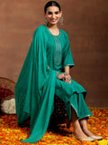 Libas Women'S Silk Blend Kurta Set (Gs1027 Green L