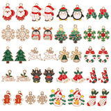 MARFOREVER 40Pcs/20 Pairs Christmas Charms, Christmas Gold Enamel Charms Pendants for Jewelry Making, Metal Alloy Xmas Charm Pen