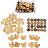 Artonezt 80 Pcs Premium Mixed Design Wooden Craft Buttons With Storage Box 15Mm Handmade With Love Wood, 1.5Cm Natural Coconut
