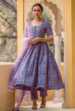 Anni Designer Women'S Rayon Blend Printed Anarkali Kurta With Pant & Dupatta (Mytee Multi_3Xl_Multicolor_Xxx-Large),Multicolour,3XL,Rayon Blend,Anarkali,