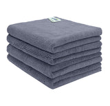 SOFTSPUN Microfiber Cleaning Cloths, 50X50 cms 4 pcs Towel Set 340 GSM Grey! Highly Absorbent Lint and Streak Free Multipurpose