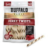 Buffalo Range Rawhide-Free Dog Treats - Natural Jerky Twists Made with Grass-Fed Buffalo - Hickory Smoked Flavor High Protein Ch