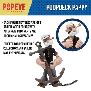 Boss Fight Studio Poopdeck Pappy Popeye Classics Wave 2 Collectible Action Figure - Highly Articulated Figurine with Accessories