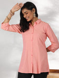 Libas Women'S Solid Straight Tunic Shirt (58207_Peach Peach 2Xl