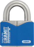 ABUS 37ST/55 Granit Heavy Duty Stainless Steel Padlock with 2 Keys for Storage, Outdoor, Containers, 2.44in (62mm) Wide, Keyed D