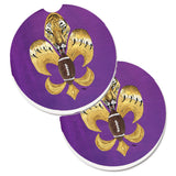 Caroline'S Treasures Tiger Football Fleur De Lis Set Of 2 Cup Holder Car Coasters 8205-2Carc, 2.56, Multicolor