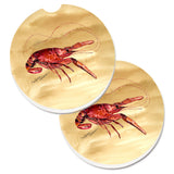 Caroline'S Treasures Crawfish Set Of 2 Cup Holder Car Coasters 8230Carc, 2.56, Multicolor