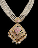 DNS192 punjabi Jadau necklace set - pink &pearl(READY TO SHIP)