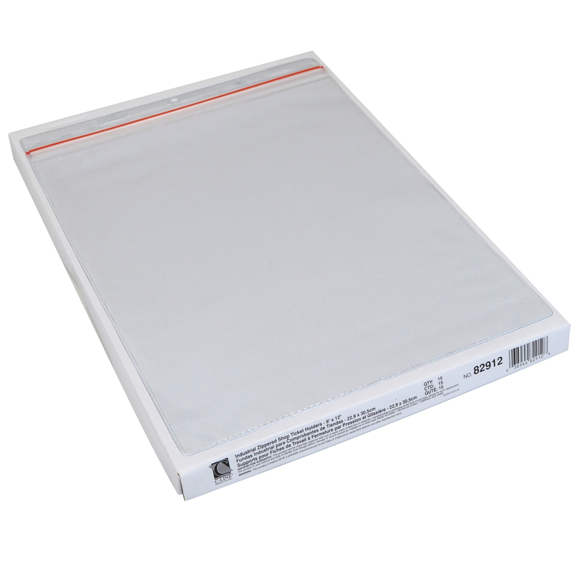 Industrial Zipper Seal Shop Ticket Holders, Vinyl, Both Sides Clear, 9 X 12, Style Stz912, 15/Bx, 82912