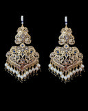 DNS204 Neeli jadau necklace with earrings tika in sapphire zircon(READY TO SHIP )