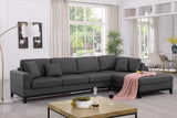 Redford Dark Gray Linen Fabric Sectional Sofa With Right Facing Chaise