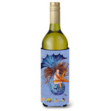 Brown Headed Mermaid On Blue Wine Bottle Beverage Insulator Beverage Insulator Hugger