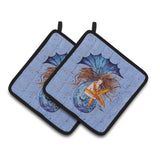 Caroline'S Treasures Mermaid Pair Of Pot Holders 8337Pthd, 7.5Hx7.5W, Multicolor