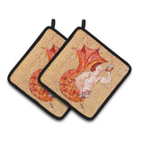 Caroline'S Treasures Merman Pair Of Pot Holders 8346Pthd, 7.5Hx7.5W, Multicolor