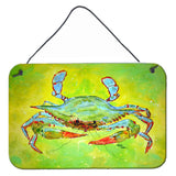 Caroline'S Treasures 8357Ds812 Bright Green Blue Crab Aluminum Metal Wall Or Door Hanging Prints, 8 X 12
