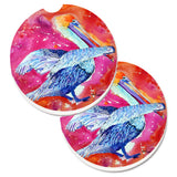 Caroline'S Treasures Pelican Set Of 2 Cup Holder Car Coasters 8360Carc, 2.56, Multicolor