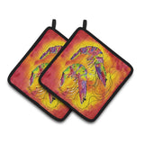 Caroline'S Treasures Bright Shrimp On Red Pair Of Pot Holders 8378Pthd, 7.5Hx7.5W, Multicolor