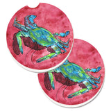 Caroline'S Treasures Crab Set Of 2 Cup Holder Car Coasters 8379Carc, 2.56, Multicolor
