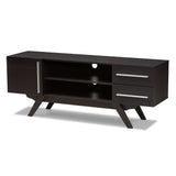 Baxton Studio Ashfield Mid-Century Modern Dark Brown Finished Wood Tv Stand