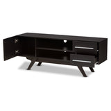 Baxton Studio Ashfield Mid-Century Modern Dark Brown Finished Wood Tv Stand