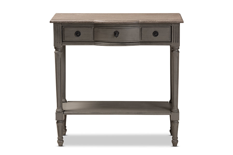 Baxton Studio Noelle French Provincial Gray Finished 1-Drawer Wood Console Table