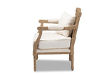 Baxton Studio Clemence French Provincial Ivory Fabric Upholstered Whitewashed Wood Armchair