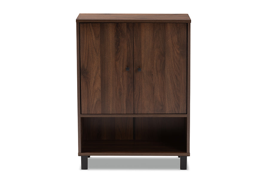 Baxton Studio Rossin Modern And Contemporary Walnut Brown Finished 2-Door Wood Entryway Shoe Storage Cabinet