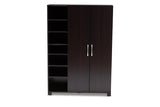 Baxton Studio Marine Modern And Contemporary Wenge Dark Brown Finished 2-Door Wood Entryway Shoe Storage Cabinet With Open Shelv