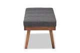 Baxton Studio Larisa Mid-Century Modern Charcoal Fabric Upholstered Wood Bench