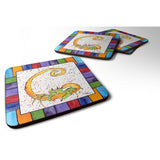 Caroline'S Treasures 8426-Cfc Beach And Seafood Foam Coasters (Set Of 4), 3.5 H X 3.5 W, Multicolor