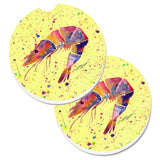 Caroline'S Treasures Shrimp Set Of 2 Cup Holder Car Coasters 8454Carc, 2.56, Multicolor