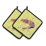 Caroline'S Treasures Shrimp Pair Of Pot Holders 8454Pthd, 7.5Hx7.5W, Multicolor