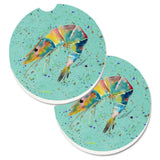 Caroline'S Treasures Shrmip Set Of 2 Cup Holder Car Coasters 8460Carc, 2.56, Multicolor