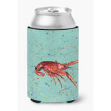 Crawfish On Teal Can Or Bottle Beverage Insulator Hugger