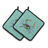 Caroline'S Treasures Crab Pair Of Pot Holders 8462Pthd, 7.5Hx7.5W, Multicolor