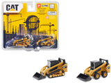 CAT Caterpillar 272D2 Skid Steer Loader Yellow and CAT Caterpillar 297D2 Compact Track Loader Yellow Set of 2 pieces 1/64 Diecas