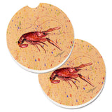 Caroline'S Treasures Crawfish Set Of 2 Cup Holder Car Coasters 8468Carc, 2.56, Multicolor