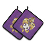 Caroline'S Treasures Tiger Fleur De Lis Soccer Pair Of Pot Holders 8477Pthd, 7.5Hx7.5W, Multicolor