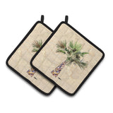 Caroline'S Treasures Palm Tree Pair Of Pot Holders 8480Pthd, 7.5Hx7.5W, Multicolor