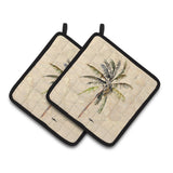 Caroline'S Treasures Palm Tree Pair Of Pot Holders 8482Pthd, 7.5Hx7.5W, Multicolor