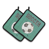 Caroline'S Treasures Soccer Pair Of Pot Holders 8484Pthd, 7.5Hx7.5W, Multicolor