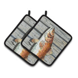 Caroline'S Treasures Red Fish Pair Of Pot Holders 8489Pthd, 7.5Hx7.5W, Multicolor